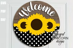 Sunflower Welcome Sign SVG | Sunflower Door Hanger SVG Product Image 1