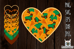 3d layered papercut Lily Heart svg, Valentine&#039;s day SVG Product Image 1