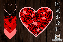 3d layered papercut Rose Heart svg, Valentine&#039;s day SVG Product Image 1