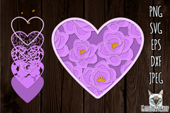 3d layered papercutFlower Heart svg, Valentine&#039;s day SVG Product Image 1
