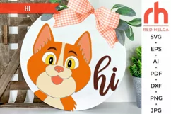 hi cat svg, cat sign svg, funny cat silhouette, peeking cat hanger svg, welcome sign svg, pet sign dxf, animal door svg, round hanging sign svg, laser cut file, layered sign svg, wood home sign svg, front sign svg, outside sign svg
