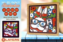 3D Layered Bunny with Flowers and Hearts Saying Hi Shadowbox Product Image 1