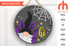 gnome bat svg, spooky hanger svg, halloween door sign svg, welcome sign svg, fall door sign svg, round hanging sign svg, laser cut file, layered sign svg, glowforge cut file, cricut cut file, porch sign svg, autumn circle dxf, front sign svg, outside sign