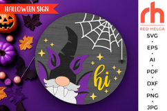 gnome bat svg, spooky hanger svg, halloween door sign svg, welcome sign svg, fall door sign svg, round hanging sign svg, laser cut file, layered sign svg, glowforge cut file, cricut cut file, porch sign svg, autumn circle dxf, front sign svg, outside sign