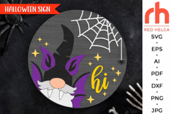 gnome bat svg, spooky hanger svg, halloween door sign svg, welcome sign svg, fall door sign svg, round hanging sign svg, laser cut file, layered sign svg, glowforge cut file, cricut cut file, porch sign svg, autumn circle dxf, front sign svg, outside sign