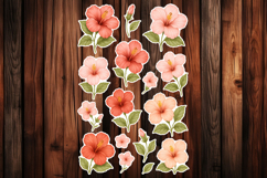 Hibiscus flower Printable Stickers - PNG Sticker Sheet