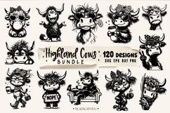 Highland cow bundle svg, sassy cow bundle 120 designs svg Product Image 1