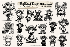 Highland cow bundle svg, sassy cow bundle 120 designs svg Product Image 5
