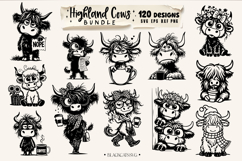 Highland cow bundle svg, sassy cow bundle 120 designs svg Product Image 6