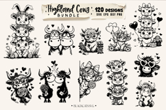 Highland cow bundle svg, sassy cow bundle 120 designs svg Product Image 7