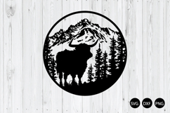 Highland Cow With Forest And Mountain SVG, Highland Cow SVG Product Image 1