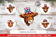 Wind Spinner Highland Cow Patriotic Product Image 1