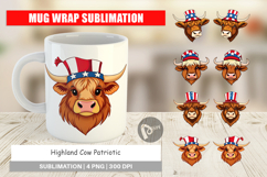 Mug Wrap Highland Cow Patriotic Product Image 1