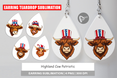 Earring Highland Cow Patrioticc Product Image 1
