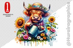 Cute Highland Cow Clipart - PNG File Product Image 1