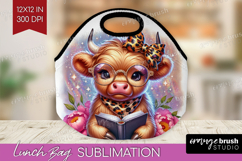 Highland Cow Reading Lunch Bag Book Lover Lunch Bug PNG Product Image 1
