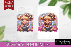 Highland Cow Reading Phone Case PNG Book Lover Case PNG Product Image 1