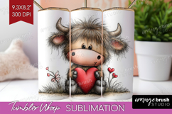 Highland Cow Valentine Tumbler Wrap Whimsical Animal Tumbler Product Image 1