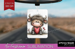 Highland Cow Valentine Air Freshener PNG Whimsical Animal Product Image 1