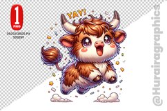 Cute Highland Cow Clipart - PNG File Product Image 1