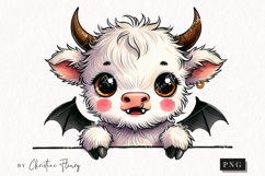 Cute Halloween Highland Cow Peeking | Halloween PNG Product Image 1