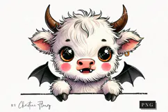 Cute Halloween Highland Cow Peeking | Halloween PNG Product Image 1