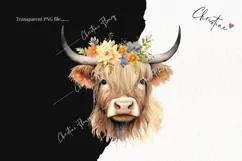 Watercolor Highland Cow Clipart | Watercolor Animal PNG Product Image 2