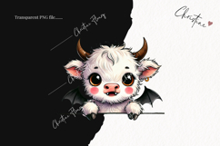 Cute Halloween Highland Cow Peeking | Halloween PNG Product Image 2