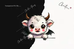 Cute Halloween Highland Cow Peeking | Halloween PNG Product Image 2