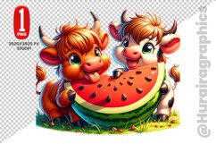 Cute Highland Cow Clipart - PNG File Product Image 1