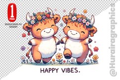 Cute Highland Cow Clipart - PNG File Product Image 1