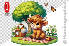 Cute Highland Cow Clipart - PNG File Product Image 1