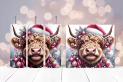 Christmas Highland Cow Tumbler Wrap Sublimation Product Image 2
