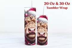 Christmas Highland Cow Tumbler Wrap Sublimation Product Image 3