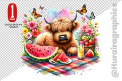 Cute Highland Cow Clipart - PNG File Product Image 1