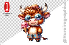 Cute Highland Cow Clipart - PNG File Product Image 1