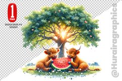 Cute Highland Cow Clipart - PNG File Product Image 1
