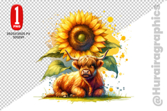 Cute Highland Cow Clipart - PNG File Product Image 1