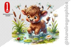 Cute Highland Cow Clipart - PNG File Product Image 1