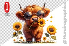 Cute Highland Cow Clipart - PNG File Product Image 1