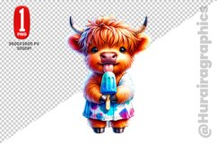 Cute Highland Cow Clipart - PNG File Product Image 1