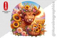 Cute Highland Cow Clipart - PNG File Product Image 1