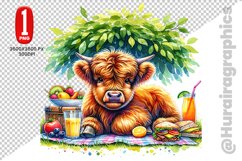 Cute Highland Cow Clipart - PNG File Product Image 1