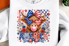 Highland Cow 4th July Bow Png, 4th Of July Cow Png, Product Image 1
