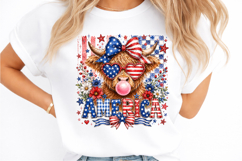 Highland Cow 4th July Bow Png, 4th Of July Cow Png, Product Image 2