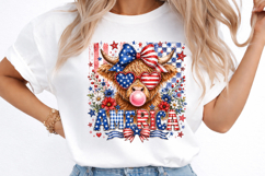 Highland Cow 4th July Bow Png, 4th Of July Cow Png, Product Image 3