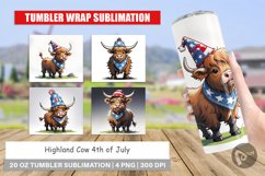 Tumbler Wrap Highland Cow 4th of July Product Image 1
