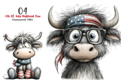 Highland Cow 4th Of July Clipart Product Image 1