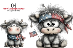 Highland Cow 4th Of July Clipart Product Image 1