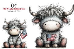 Highland Cow 4th Of July Clipart Product Image 1